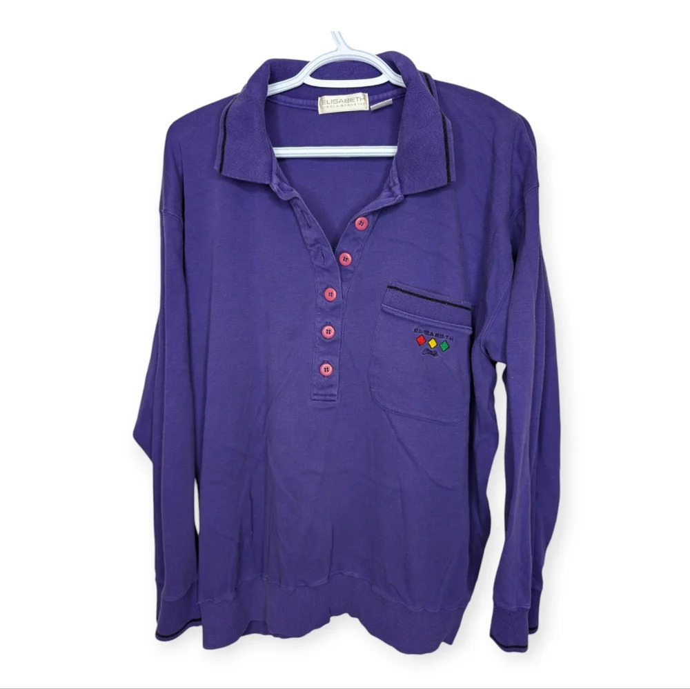 Vintage Liz Claiborne Purple Long Sleeve Henley Top 2X